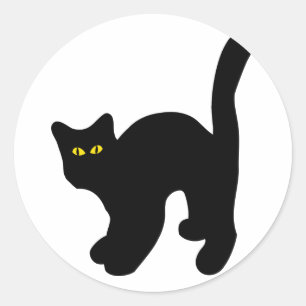 schwarze Katze zurück gewölbt Runder Aufkleber