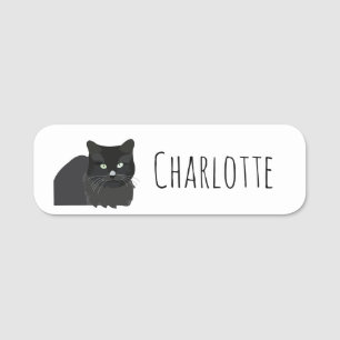 Schwarze Katze zurück in die Schule Namensschild