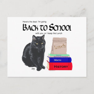 Schwarze Katze Zurück zur Schule Postkarte