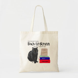 Schwarze Katze Zurück zur Schule Tragetasche