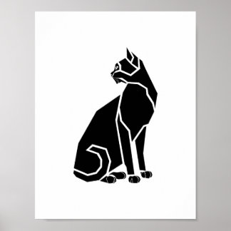 Schwarze Katze zurückblickend Poster
