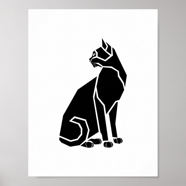 Schwarze Katze zurückblickend Poster (Vorne)