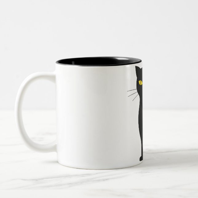 Schwarze Katze Zweifarbige Tasse (Links)