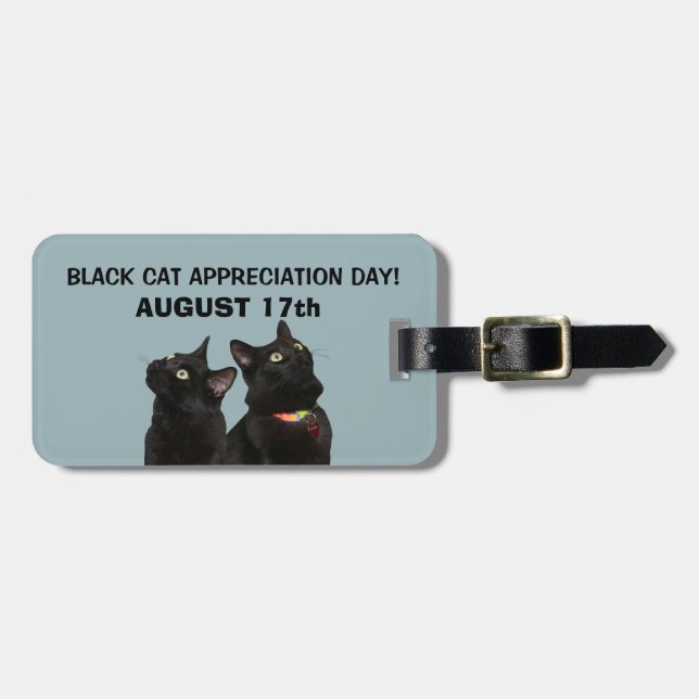 Schwarze Katzen-Anerkennungs-TagesGepäckanhänger Gepäckanhänger (Vorderseite horizontal)