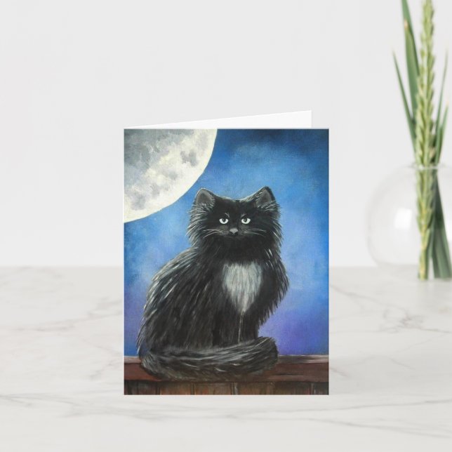 Schwarze Katzen-Anmerkungs-Karte Karte (Vorderseite)