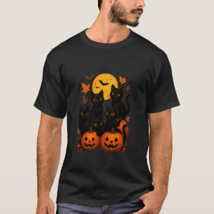 Schwarze Katzen auf Kürbissen unter Vollmond Gruse T-Shirt