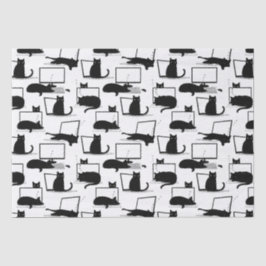 Schwarze Katzen auf Laptops Seidenpapier