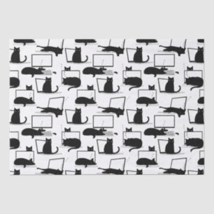 Schwarze Katzen auf Laptops Seidenpapier