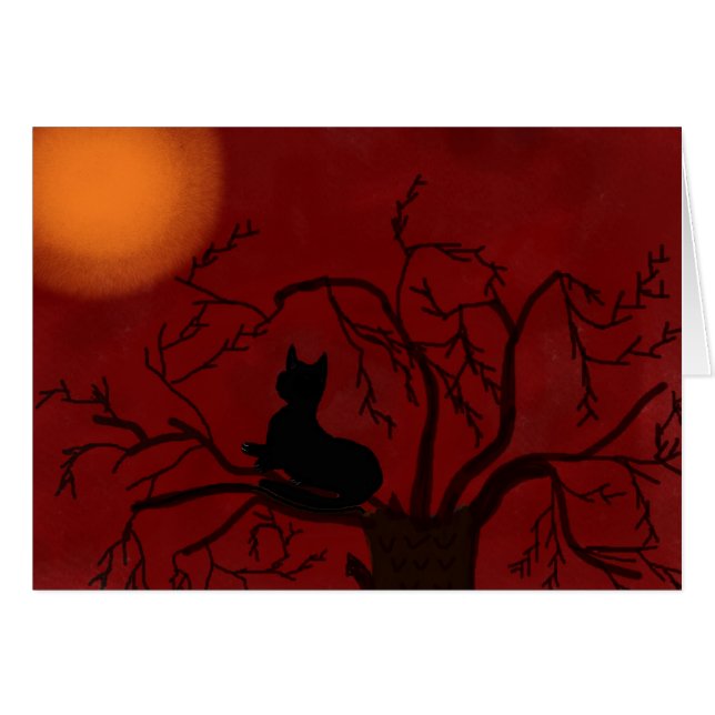 Schwarze Katzen-aufpassender Mond (Vorderseite (Horizontal))