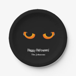Schwarze Katzen Augen Halloween-Party-Papierteller Pappteller