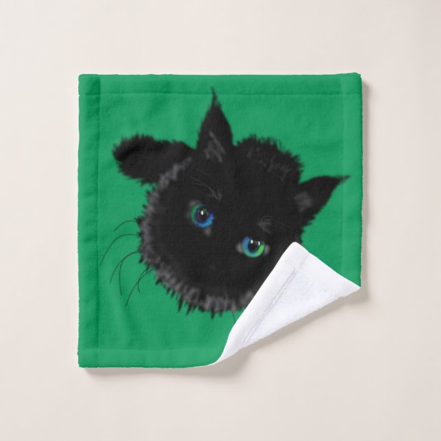 Schwarze Katzen Badehandtücher wählen Farbe Badhandtuch Set (Waschlappen)