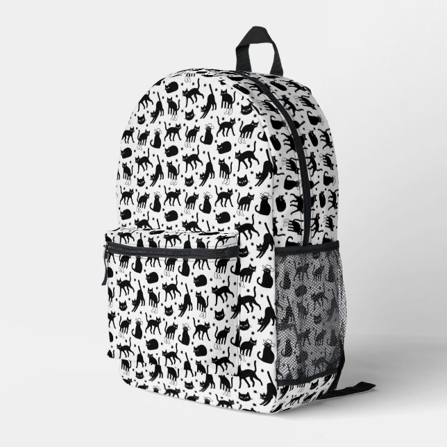 Schwarze Katzen Bedruckter Rucksack (Rückseitige Ecke Rechts)