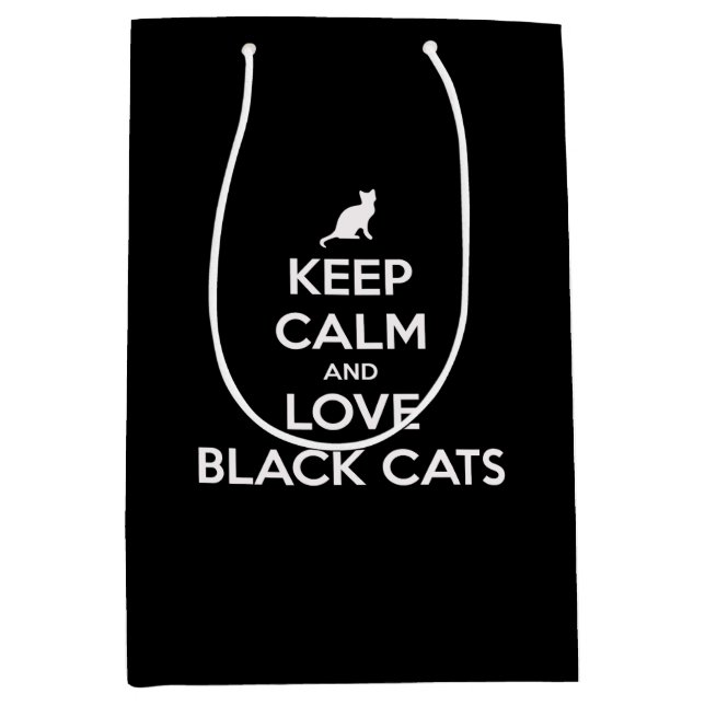 Schwarze Katzen behalten und Liebe Mittlere Geschenktüte (Vorderseite)