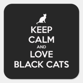 Schwarze Katzen behalten und Liebe Quadratischer Aufkleber