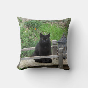 Schwarze Katzen-Brücken-Wurfs-Kissen Kissen