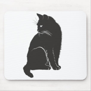 Schwarze Katzen-Computer-Mäusematte ES Büro-Arbe Mousepad