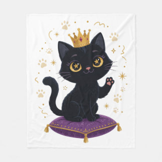 Schwarze Katzen-Decke Royal Queen Süße Katzenliebh Fleecedecke