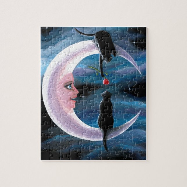 Schwarze Katzen der Katzen-581 auf Mond (Vertikal)