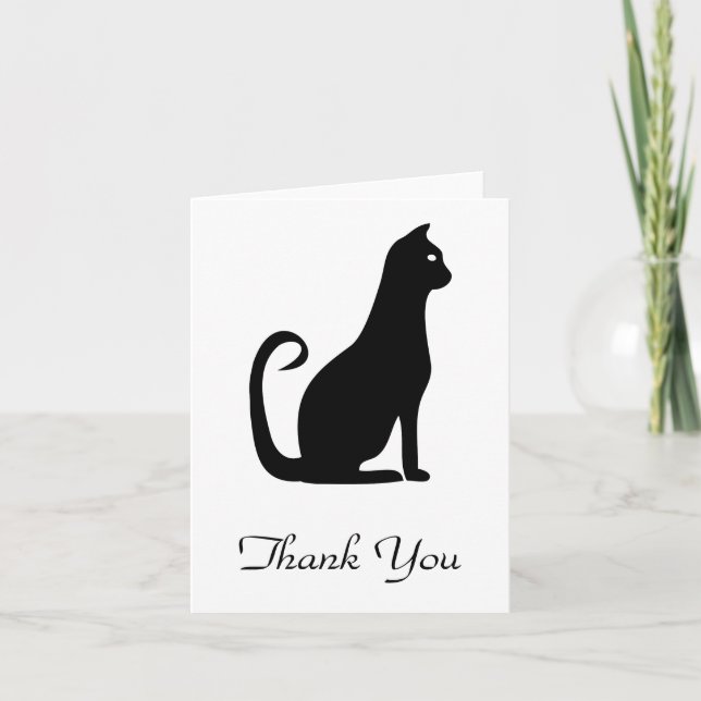 Schwarze Katzen-Entwurf danken Ihnen zu kardieren Dankeskarte (Vorderseite)