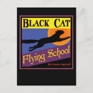 Schwarze Katzen Fliegerschule Halloween-Grußkarte Postkarte