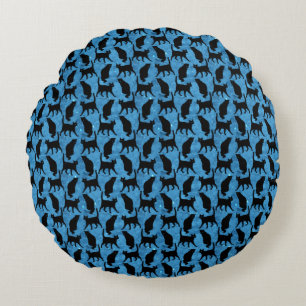 Schwarze Katzen Frohes Halloween Katzenliebhaber W Rundes Kissen