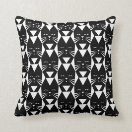 Schwarze Katzen-geometrisches Muster Kissen