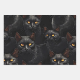 Schwarze Katzen Geschenkpapier Set