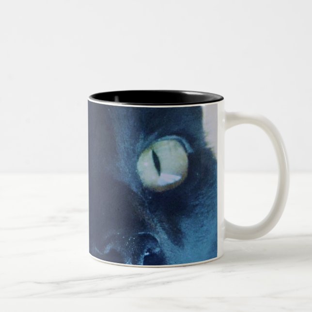 Schwarze Katzen-Gesichts-Tasse Zweifarbige Tasse (Rechts)