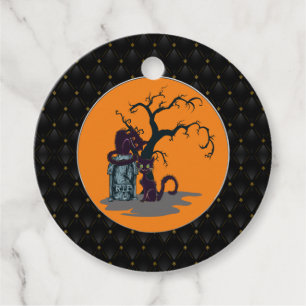 Schwarze Katzen Grabstein Tree Halloween Geschenkanhänger