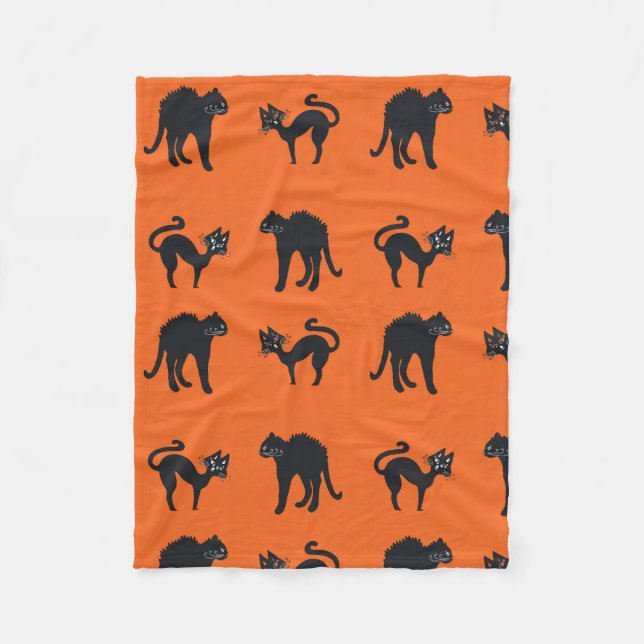 Schwarze Katzen Halloween-Decken Fleecedecke (Vorderseite)