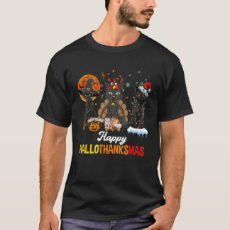 Schwarze Katzen Halloween Frohe Weihnachten Happy  T-Shirt