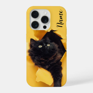 Schwarze Katzen-Handyhülle, individuell angepasst  iPhone 15 Pro Hülle