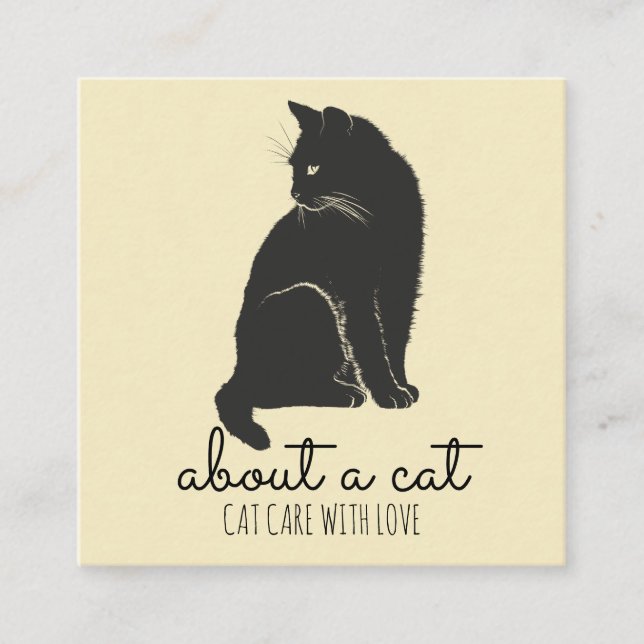 Schwarze Katzen-Illustration Quadratische Visitenkarte (Vorderseite)