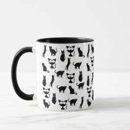 Schwarze Katzen-Illustrationen Tasse