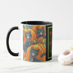 SCHWARZE KATZEN IM KÜRBISFELD HALLOWEEN-TASSE TASSE