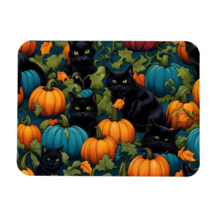 Schwarze Katzen im Pumpkin-Patch - Halloween Magnet