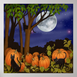 Schwarze Katzen im Pumpkin-Patch-Poster Poster