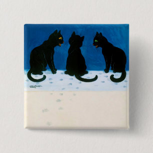 Schwarze Katzen im Schnee, Louis Wain Button