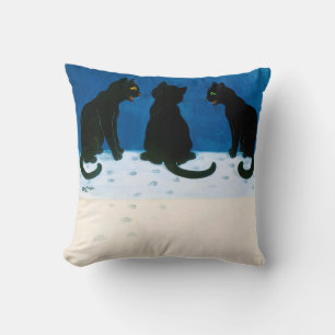 Schwarze Katzen im Schnee, Louis Wain Kissen