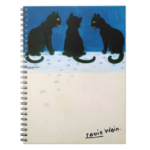 Schwarze Katzen im Schnee, Louis Wain Notizblock