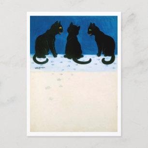 Schwarze Katzen im Schnee, Louis Wain Postkarte