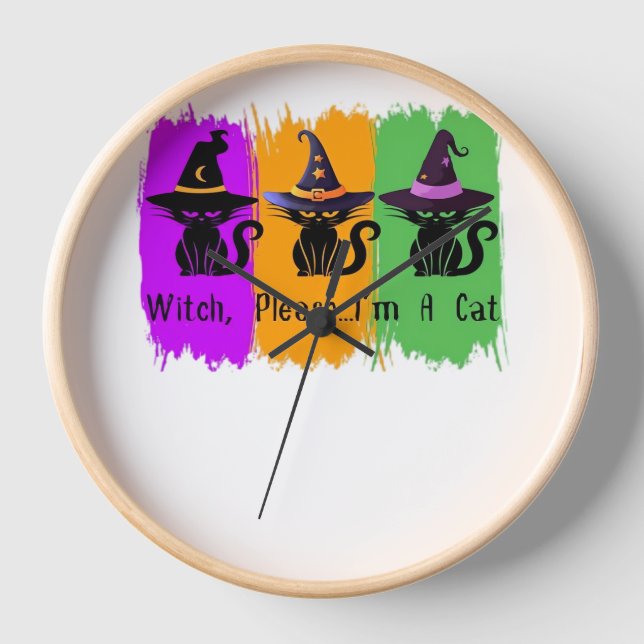Schwarze Katzen in der Hexe hassen essenziellen T  Uhr (Vorderseite)