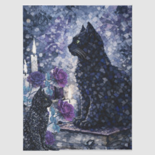Schwarze Katzen in einem dunkelblauen gotischen ab Seidenpapier
