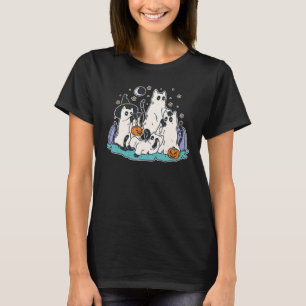 Schwarze Katzen in Geisterkostümen Süße Frauen un T-Shirt