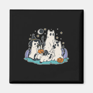 Schwarze Katzen in Ghost-Kostümen - Niedliche Frau Magnet