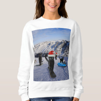 Schwarze Katzen in Weihnachtsmannmützen Snowboarde Sweatshirt