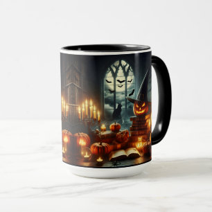 Schwarze Katzen, Jack-O-Lantern und Fledermäuse Tasse