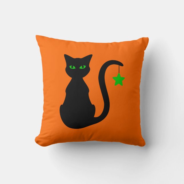 Schwarze Katzen-Kissen Kissen (Vorderseite)