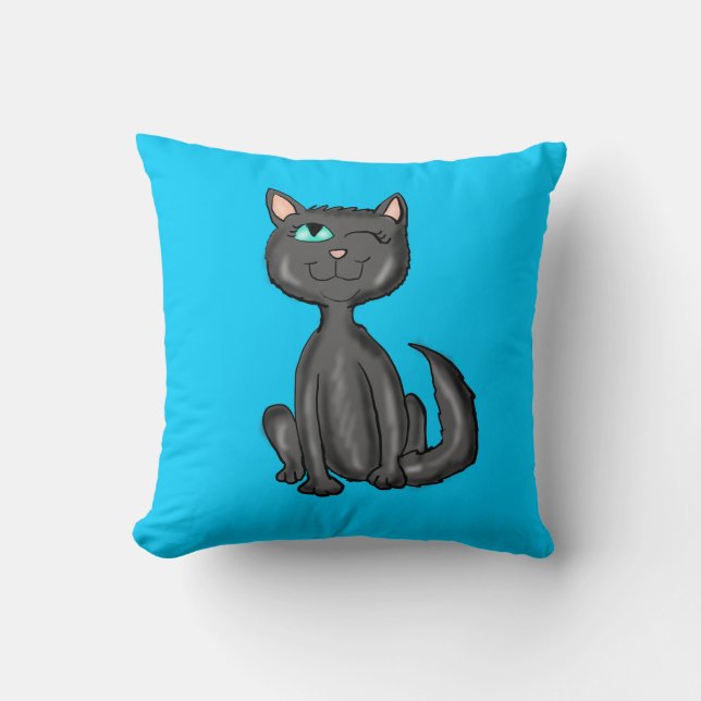 Schwarze Katzen-Kissen Kissen (Vorderseite)