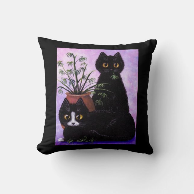 Schwarze Katzen-Kissen-Smoking Creationarts Kissen (Vorderseite)